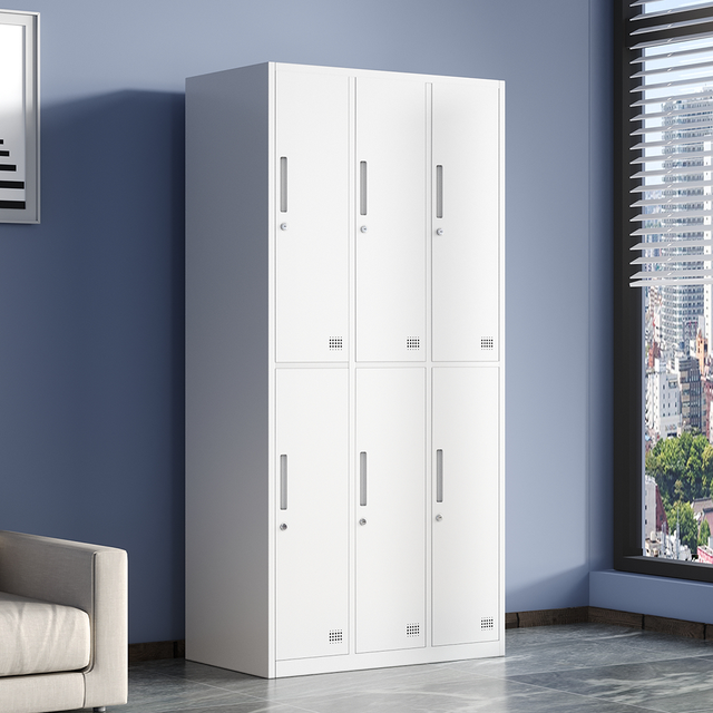 Metal Locker Cabinet 6 Door Home School Gym Changing Room Steel Locker Cabinet Gray 24mm Border Wardrobe