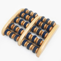 Masseur de points pressuriles pour les pieds et les mains, en bois, à six rangées, de type rouleau, avec motif gravé, pour usage domestique