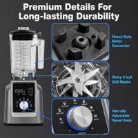 Blender mécanique 2L 1600W, bol en PC incassable, 6 lames en acier inoxydable, vitesse réglable, blender robuste