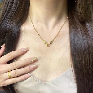 18 قيراط الذهب جرس السمك المزدوج قلادة نسائية من الفولاذ المقاوم للصدأ سلسلة الترقوة غير تتلاشى - Product Image 3