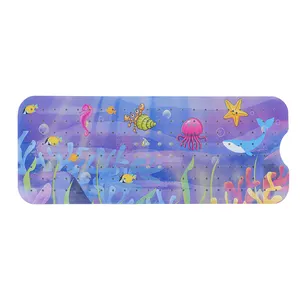 Tapis de baignoire extra long en caoutchouc 40x100 lavable en machine PVC multicolore antidérapant pour bébé enfant, tapis de bain douche