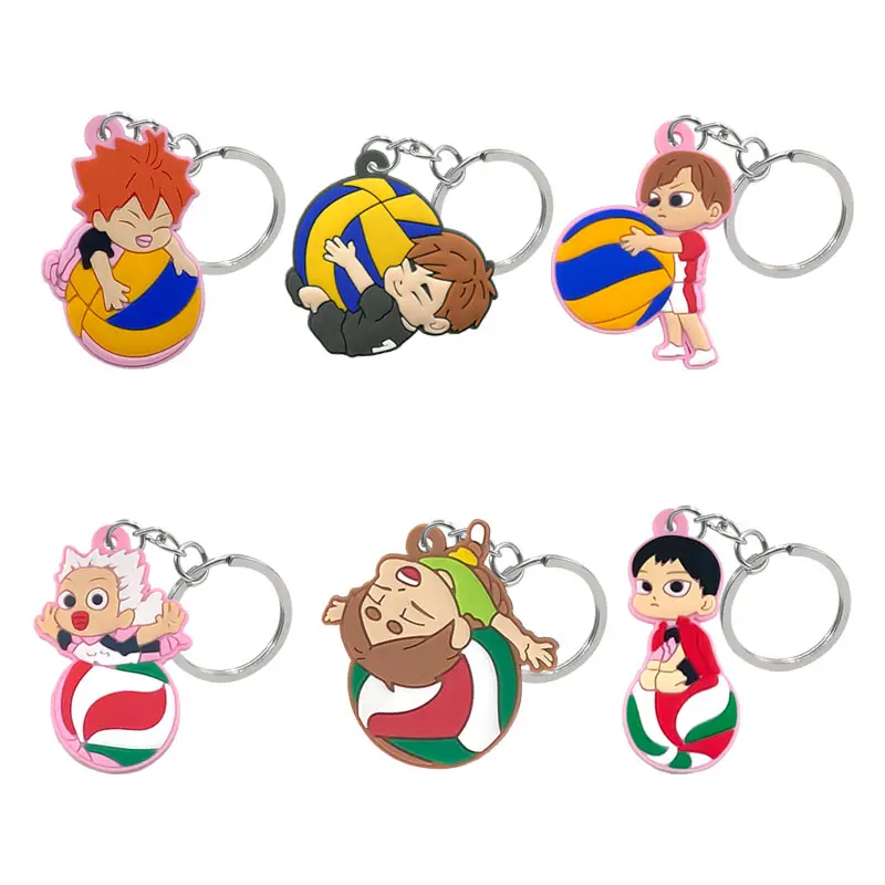 Pvc Keyring Hot Anime Volleyball Boy Key Holder Haikyuu Cartoon Keychain Kids Schoolbag Pendant Bag Accessories Custom Wholesale