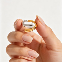 Color Block Ring Color Retaining Stainless Steel 18K Gold Plated Open Ring Unisex Wholesale