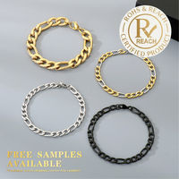 Bracelet personnalisé en argent plaqué or 18 carats, acier inoxydable, style Miami Cuban Link, porte-bonheur, pour femmes et hommes