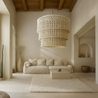 Lustre suspendu moderne en coton pour salon et chambre à coucher, plafond suspendu en macramé, design d'art, abat-jour, cadeau de décoration intérieure
