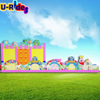 U-Rides Attraction Grand toboggan gonflable avec obstacle de labyrinthe gonflable cochon pour parc de fonctions pour enfants
