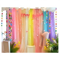 Rideau de toile de fond en maille transparente sur mesure, couleur personnalisée, tissu drapé doux pour décoration de fête d'anniversaire, cérémonie en extérieur, événement