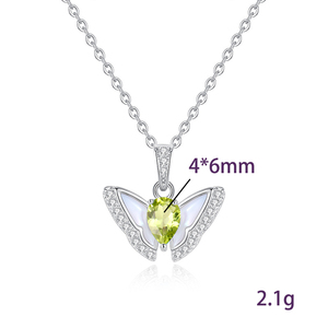 Collier papillon en nacre et topaze bleue en forme de goutte d'eau, pierre naturelle taille poire 4*6mm, bijoux en argent sterling 925 - Product Image 6