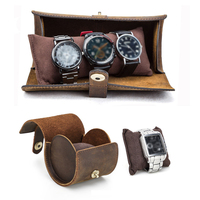 Rouleau de Montres en Cuir Étui de Voyage pour Montres de Luxe à 3 Logements, Facile à Transporter, Présentoir Support Remontoir pour Hommes CF1117