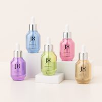 Bouteille de récipient en verre de 30ml 1oz avec pompe personnalisé écologique givré bleu cosmétique pour les poils du visage brume spray lotion sérum