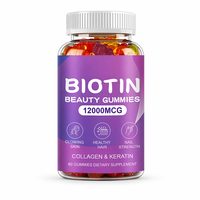 Gummies de beauté OEM à la biotine 12000 MCG avec collagène et kératine pour des cheveux sains, une peau éclatante et des ongles forts – Complément alimentaire