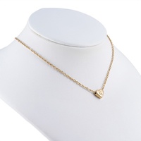 Collier Pendentif Cœur Lettre en Gros en Acier Inoxydable Plaqué Or, Bijou Initiales pour Femme, Idéal Cadeau