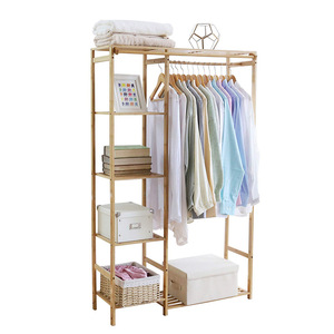 Bamboo 6 Layer Heavy Duty <b>Clothes</b> <b>Rack</b> With Storage Shelves For Bedroom Closet Organization - Product Image 1