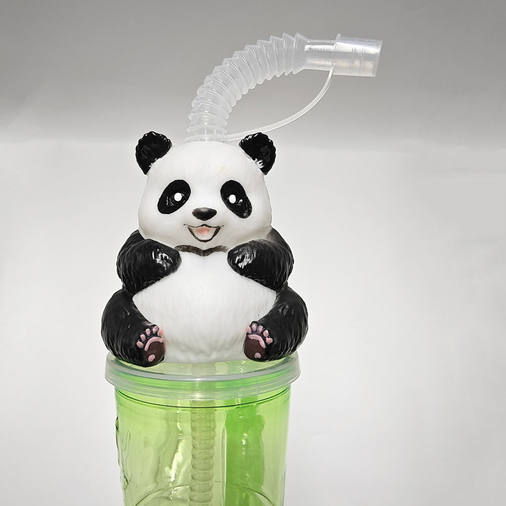 500ml Novelty Drinking Yard Cup Panda Lid Bamboo Design Plastic Drinking Bottle Sipper Cup