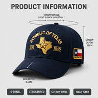Casquette de baseball personnalisée Texas Five Star brodée en coton, ajustable, à visière incurvée, patriotique, vintage, western, sportive, unisexe