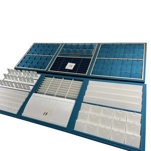 Ensemble de présentoirs à bijoux de luxe en cuir PU bleu, accessoires haut de gamme pour l'affichage de bagues, colliers et boucles d'oreilles en boutique - Product Image 5