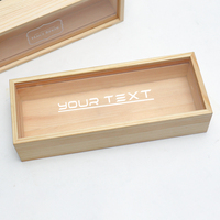 Boîte en bois rectangulaire personnalisée avec logo de marque, prix d'usine, pour emballage de thé, café, lunettes de soleil en pin, couvercle transparent, gravure laser