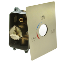 Robinet de douche mural thermostatique carré moderne en laiton brossé doré, mitigeur à poignée unique avec jet pluie, garantie 5 ans, sans glissement