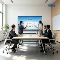 HRAY Écran 100 pouces ultra-fin à cadre métallique sur 3 côtés, double Wi-Fi 2.4G/5G, durée de vie de 50 000 heures, service de personnalisation OEM et ODM complet