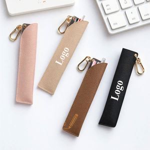 Estuche Protector de Piel Sintética con Logotipo Personalizado, Estuche para Bolígrafos de Colores Combinados con Gancho para Llavero, para el Hogar, la Escuela y la Oficina - Product Image 1