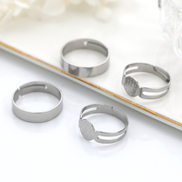 Einfache Schmuckteile für Damen und Herren, 17mm 18mm 19mm Runde Verstellbare Ringrohlinge mit Flacher Basis aus Edelstahl für Schmuckherstellung