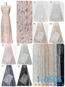 Tissu en <span class=keywords><strong>dentelle</strong></span> française brodé de sequins et de pierres africaines, 5 yards, pour <span class=keywords><strong>mariage</strong></span>, vente en gros - Product Image 6