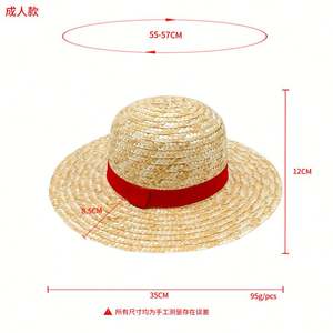 Sombrero de Paja de Anime One Piece al por Mayor, Gorra Plana de Papel Estilo Luffy para Mujer, Protección Solar para Viajes - Product Image 2
