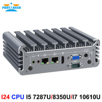 Komputer Industri Tanpa Kipas Partaker Core I7/i5 CPU Linux Mini PC Dual Gigabit LAN 2*RS232 COM HD VGA 12V DC Power