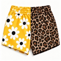 Shorts pour filles à imprimé léopard personnalisé, taille élastique, motif à carreaux et cœurs, imprimé cerise et léopard pour femmes