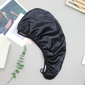 Toalla de pelo de seda de microfibra satinada al por mayor, turbante de pelo de salón de secado rápido, gorro de pelo de secado envuelto para adultos, Color terciopelo Coral - Product Image 2