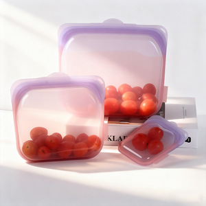 Bolsa de almacenamiento de alimentos con tapa rectangular y cremallera, de silicona de grado alimenticio, reutilizable para viajes y camping - Product Image 5