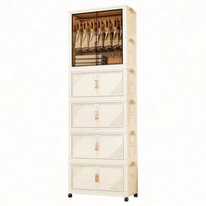 Haogle Multi-layer Folding Plastic <b>Stackable</b> Children's Bedroom <b>Wardrobe</b> 3-Layer Double Door Space Saving Modern Home Furniture - Product Image 5