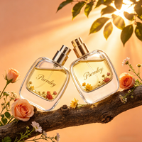 Flacon pulvérisateur de parfum en verre carré plat rechargeable de luxe élégant 30ml 50ml 100ml avec couvercle rond
