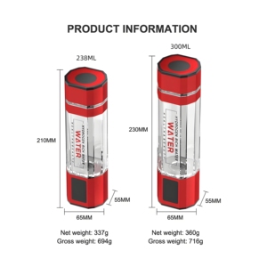 Bouteille d'Eau à Hydrogène Personnalisée SPE PEM 300ml, Générateur d'Hydrogène H2 Ionique - Product Image 5