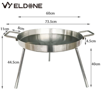 Wajan Penggorengan Stainless Steel dengan 3 Kaki dan 2 Pegangan, Wajan untuk Memasak di Luar Ruangan, Piknik, dengan Kayu Bakar, Arang, atau Gas