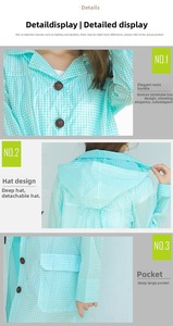 <strong>Women</strong> Lady Hiking Travel Outdoor Waterproof Hooded Breathable Lightweight Rainwear Rain Clothes Jacket Coat <strong>Raincoat</strong> - Product Image 4