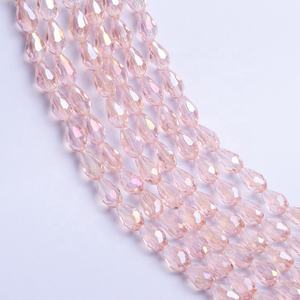 Fabricación de cuentas de lágrima de cristal estéreo facetado a granel, venta al por mayor, cuentas de cristal de gota de agua con agujeros rectos para colgante de cortinas - Product Image 3