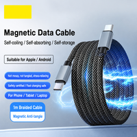 Câble USB-C magnétique rétractable 65W 3A à charge rapide, tressé en nylon, Type C vers Type C pour iPhone 17 16 15, téléphone et tablette