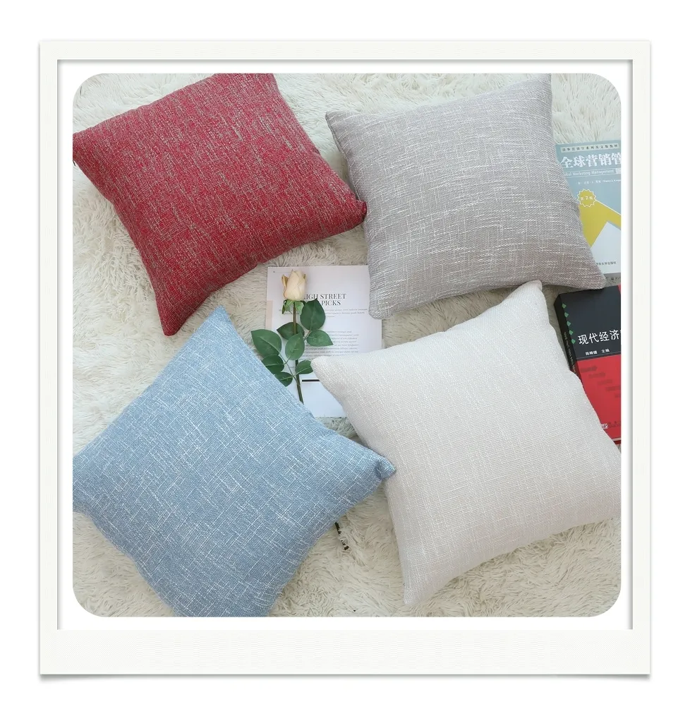 50x50 flax factory price breathable modern cotton cushion covers linen pillow cover cojines lino