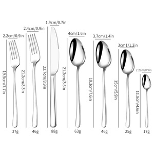 Jogo De Talheres <span class=keywords><strong>Inox</strong></span> Lot de 7 couverts de <span class=keywords><strong>table</strong></span> complets de luxe nordique Ensemble d'argenterie en acier inoxydable - Product Image 2