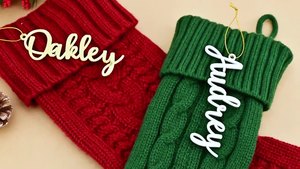 Trending Classic Christmas Wooden Stocking Tag-Laser Engraved Custom Name Ornament-UIONEN Brand <b>POD</b> On-Demand <b>Office</b> Supplies - Product Image 6