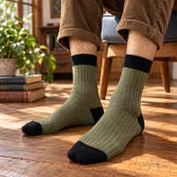 Chaussettes décontractées en coton pour femmes, style rétro, à bout contrastant et talon, respirantes, tricotées à rayures verticales, vente en gros