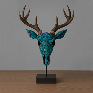 WeiVista-Tête d'animal en résine mosaïque, sculpture abstraite, artisanat, fabricant de décoration de bureau d'hôtel - Product Image 3