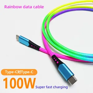 Super Fast Charging Rainbow Data Cable Double C Interface Is Suitable For Huawei OPPOVIVO Mobile Phone Laptop