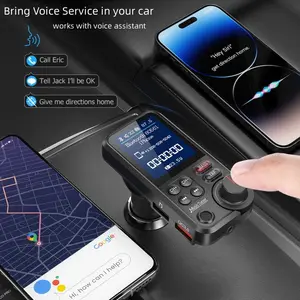 Adattatore trasmettitore FM Bluetooth per auto di vendita calda Amazon con schermo a colori da 1.8 "chiamate in vivavoce trasmettitore Bluetooth FM per auto