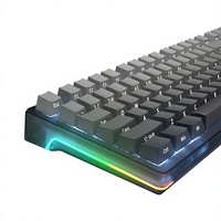 Clavier mécanique filaire dédié au gaming de bureau, interface USB, interrupteurs hot-swap, matériau ABS, touches latérales imprimées, gris brume dégradé