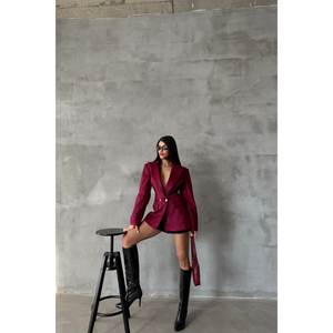 Burgundy Suede Jacket <b>Hourglass</b> Pattern Softshell Outerwear Varsity Style Sheep Skin Leather Baseball Collar Custom Logo XL Size - Product Image 2