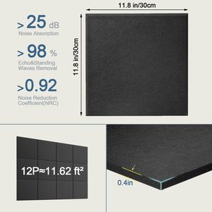 Painéis acústicos autoadesivos, painel de absorção de som, painéis de amortecimento de som de alta densidade para paredes, portas e tetos, espuma à prova de som - Product Image 3