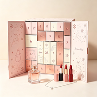 Calendario dell'Avvento Natalizio di Alta Gamma con Logo Personalizzato, Scatola Rigida in Cartone Opaco Riciclabile, Chiusura Magnetica, Nastro, Regalo per Cosmetici