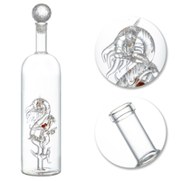 Anti-fuite Personnalisé À La Main Dragon Unique Art Vide Borosilicate Tequila 750ml Whisky Liqueur Vin Rouge Emballage Bouteille En Verre Transparent